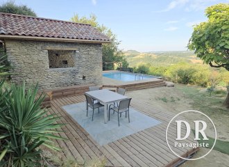 piscine carrelage bois terrasse jour David Robert paysagiste