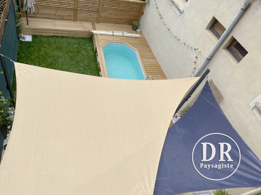 Voiles piscine bois terrasse jour David Robert paysagiste